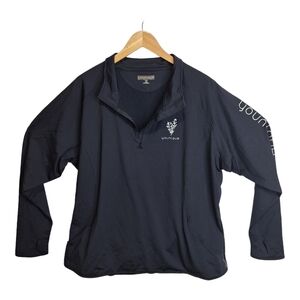 Younique Womens Pullover Jacket Size 4XL Black Long Sleeve Pocket Spellout Logo